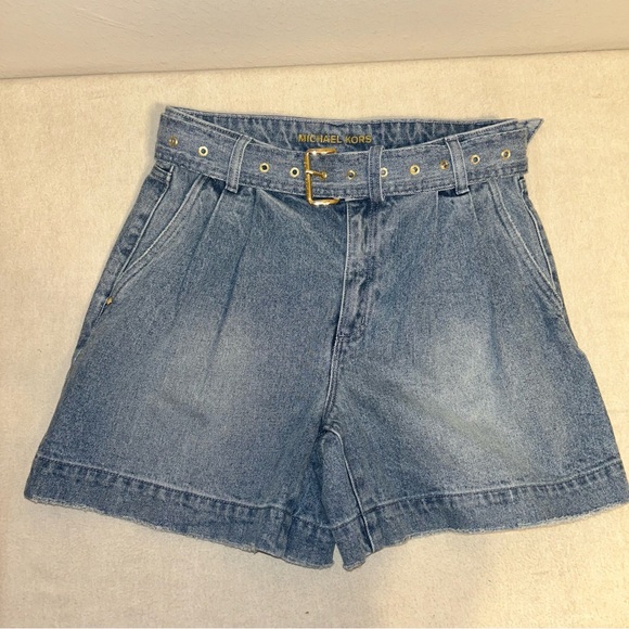 Michael Kors Pants - Michael Kors Denim Belted Shorts‎ Size 6